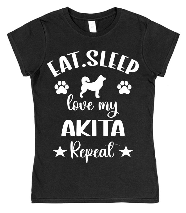 Akita T-Shirt - "Eat, Sleep, Love My Akita, Repeat"