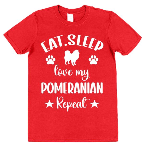 Pomeranian T-Shirt – "Eat, Sleep, Love My Pomeranian Repeat" - Image 2