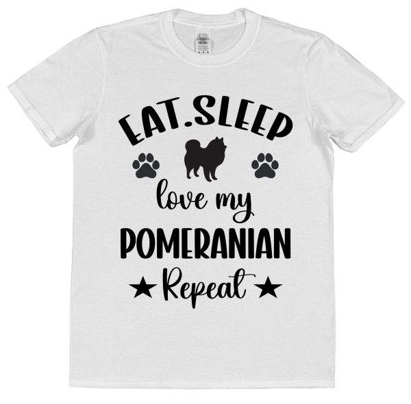 Pomeranian T-Shirt – "Eat, Sleep, Love My Pomeranian Repeat" - Image 3