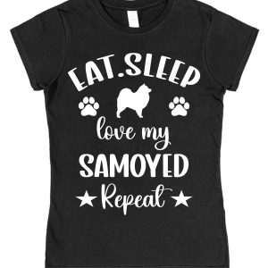Samoyed Owner T-Shirt – "Eat, Sleep, Love My Samoyed Repeat"
