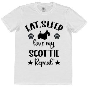 Scottie Owner T-Shirt – "Eat, Sleep, Love My Scottie Repeat"