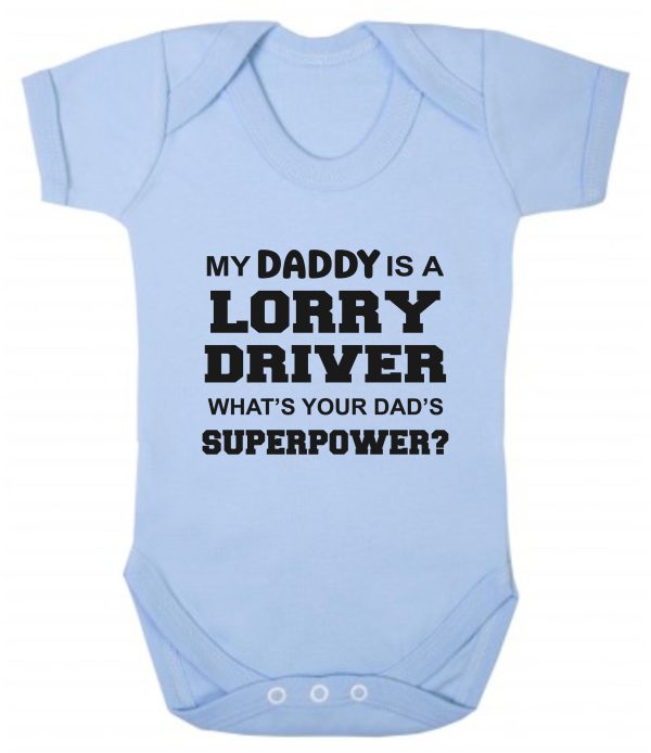 Baby Vest – "My Daddy Is A Lorry Driver What's Your Dad's Superpower?" - Image 2