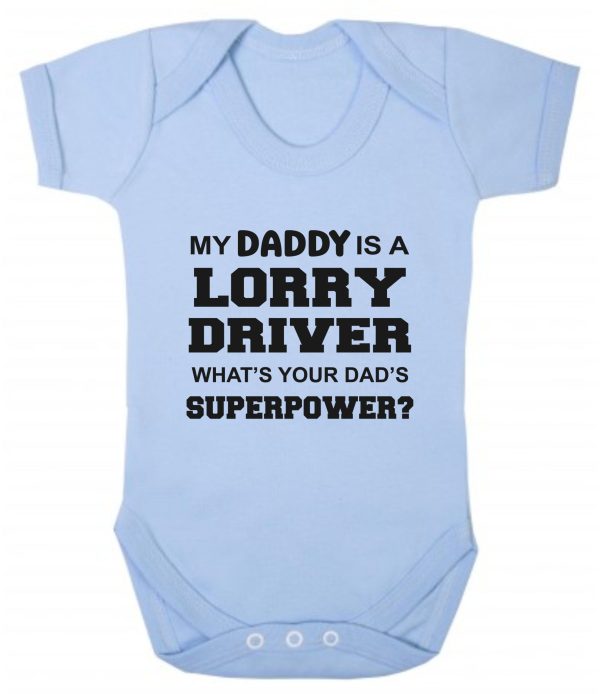 Baby Vest – "My Daddy Is A Lorry Driver What's Your Dad's Superpower?" - Image 2