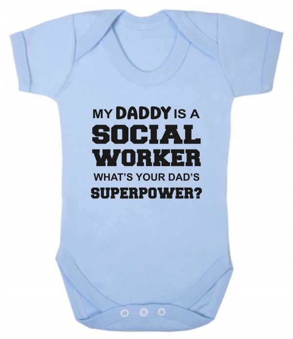 Baby Vest – "My Daddy Is A Social Worker What's Your Dad's Superpower?" - Image 2
