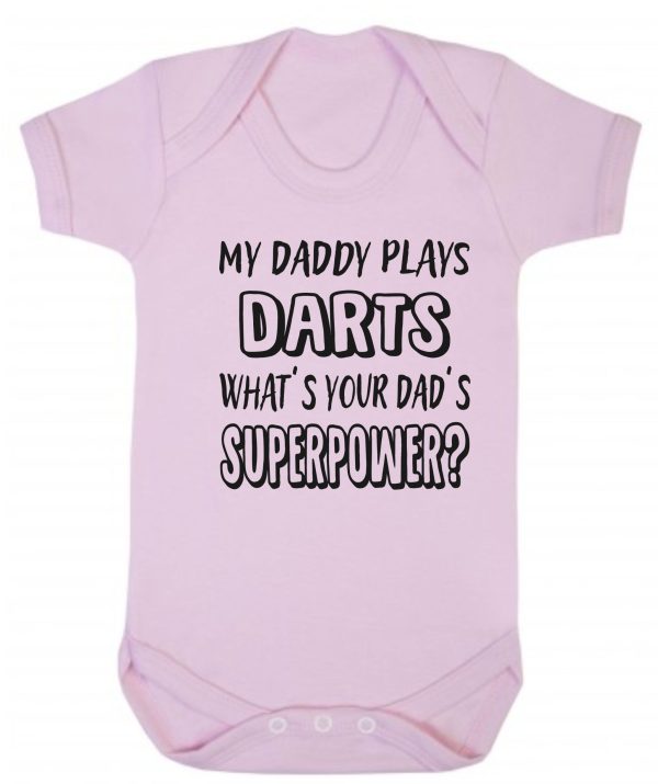 Baby Vest – "My Daddy Plays Darts What's Your Dad's Superpower?" - Image 2