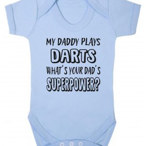 Baby Vest – "My Daddy Plays Darts What's Your Dad's Superpower?"