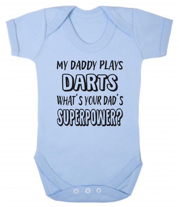Baby Vest – "My Daddy Plays Darts What's Your Dad's Superpower?"