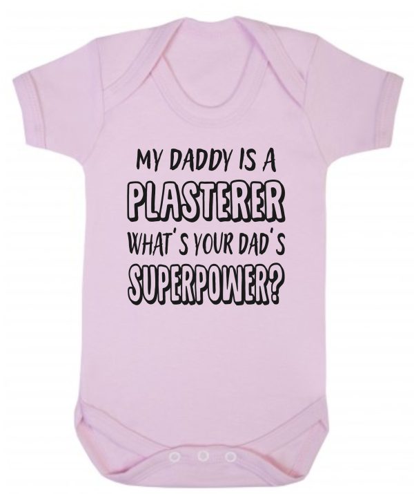 Baby Vest – "My Daddy Is A Plasterer What's Your Dad's Superpower?" - Image 2