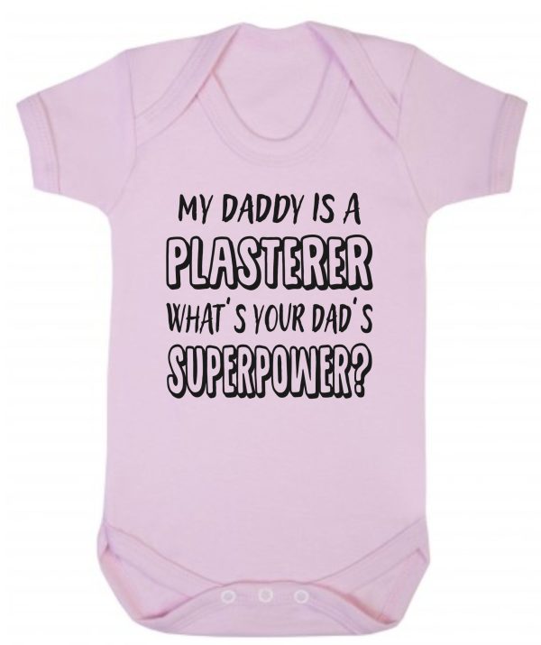 Baby Vest – "My Daddy Is A Plasterer What's Your Dad's Superpower?" - Image 2
