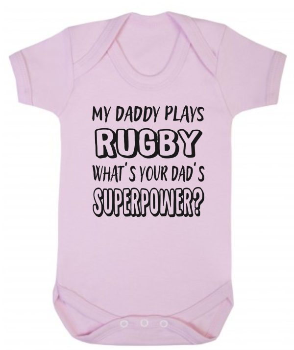 Baby Vest – "My Daddy Plays Rugby What's Your Dad's Superpower?" - Image 2