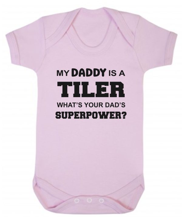 Baby Vest – "My Daddy Is A Tiler What's Your Dad's Superpower?" - Image 2