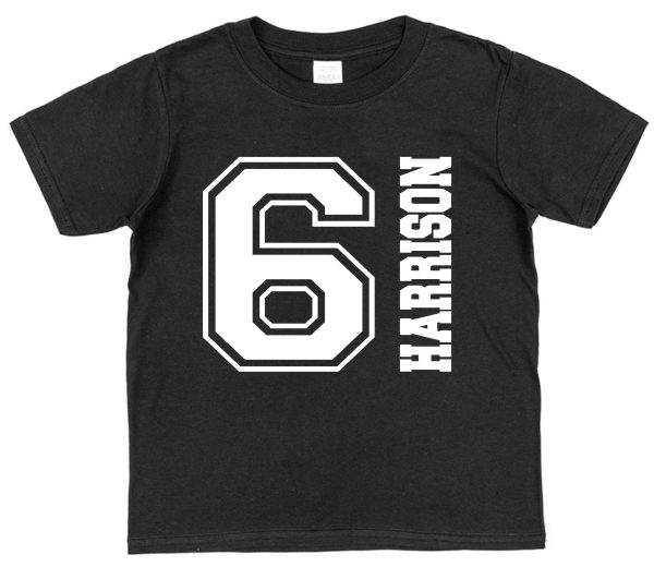 Personalised Birthday T-Shirt - Varsity Style Name & Age - Image 9