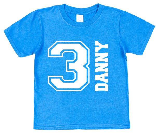 Personalised Birthday T-Shirt - Varsity Style Name & Age - Image 5