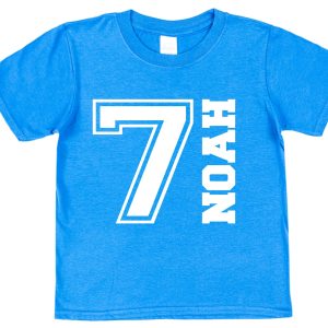 Personalised Birthday T-Shirt - Varsity Style Name & Age