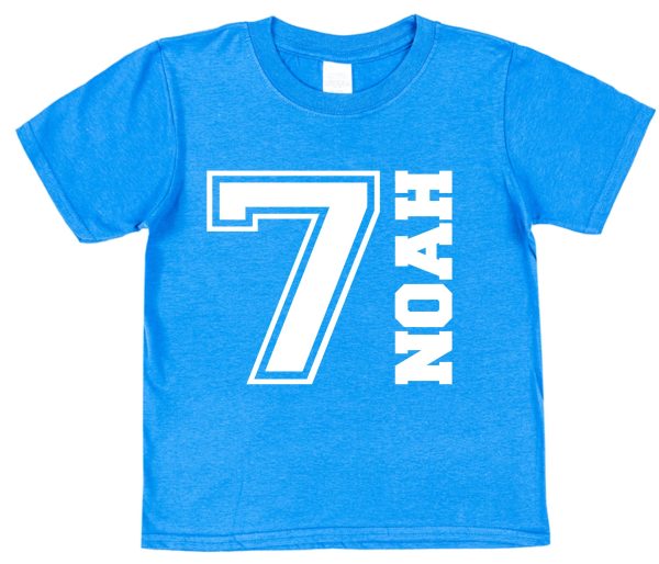 Personalised Birthday T-Shirt - Varsity Style Name & Age