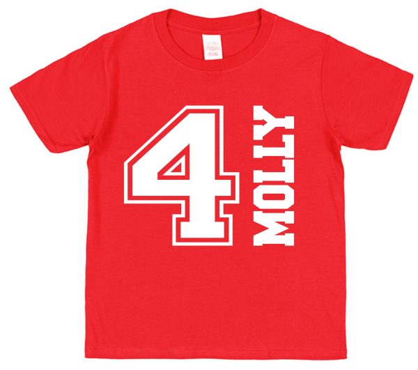 Personalised Birthday T-Shirt - Varsity Style Name & Age - Image 4