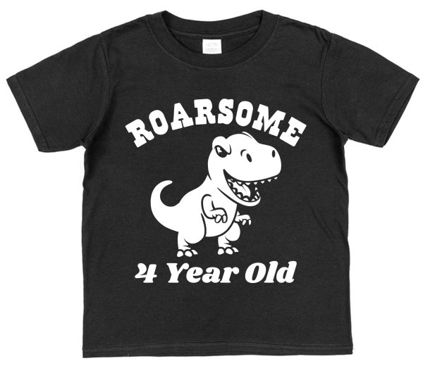 Personalised Dinosaur Birthday T-Shirt — "Roarsome (Any Age) Year Old" - Image 2