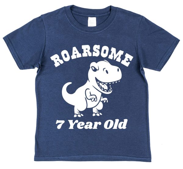 Personalised Dinosaur Birthday T-Shirt — "Roarsome (Any Age) Year Old" - Image 4