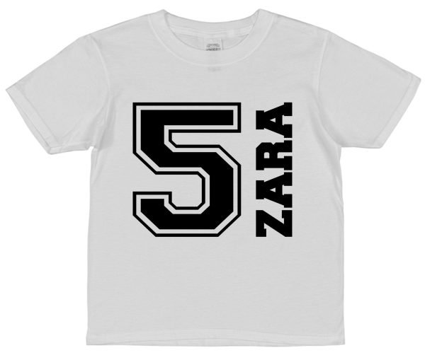 Personalised Birthday T-Shirt - Varsity Style Name & Age - Image 3