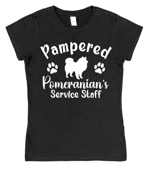 Pomeranian T-Shirt - "Pampered Pomeranian's Service Staff" - Image 2