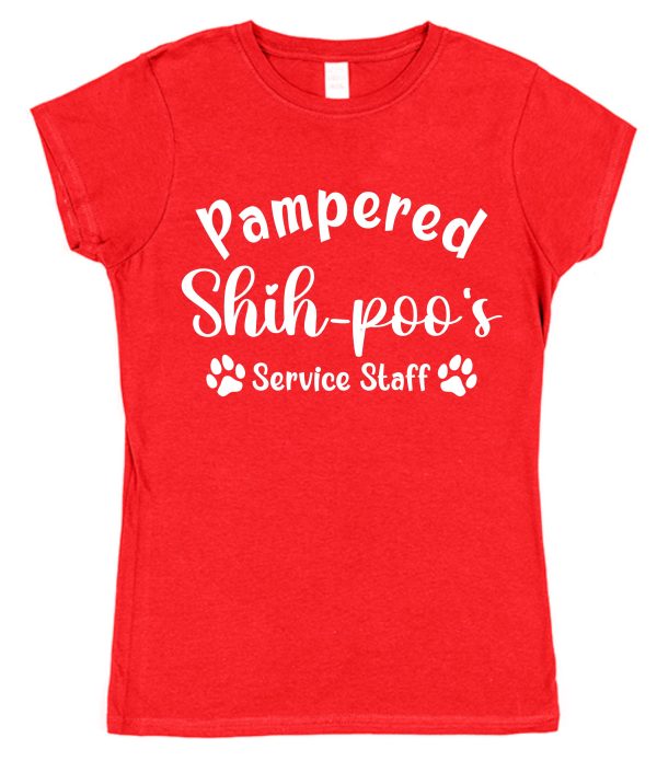 Shih-poo T-Shirt - "Pampered Shih-poo's Service Staff" - Image 2