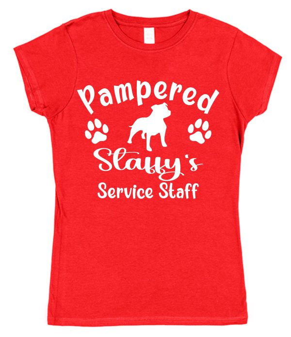 Staffy T-Shirt - "Pampered Staffy's Service Staff"