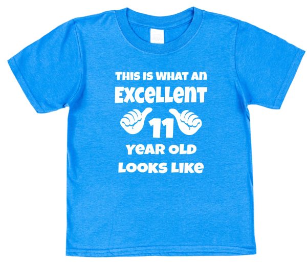 Kid's Birthday T-Shirt – "This Is What An Excellent 11 Year Old Looks Like" - Image 2
