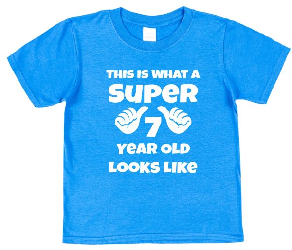 Kid's Birthday T-Shirt – "This Is What A Super 7 Year Old Looks Like" - Image 2