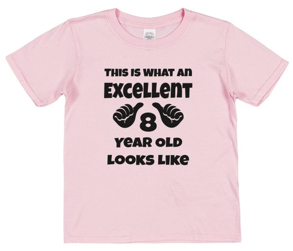 Kid's Birthday T-Shirt – "This Is What An Excellent 8 Year Old Looks Like" - Image 2