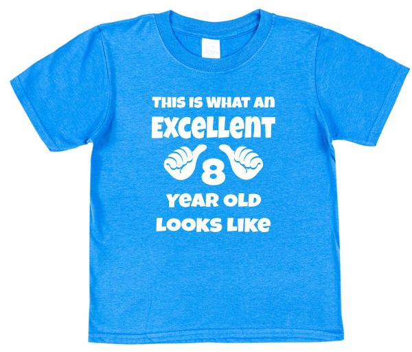 Kid's Birthday T-Shirt – "This Is What An Excellent 8 Year Old Looks Like"